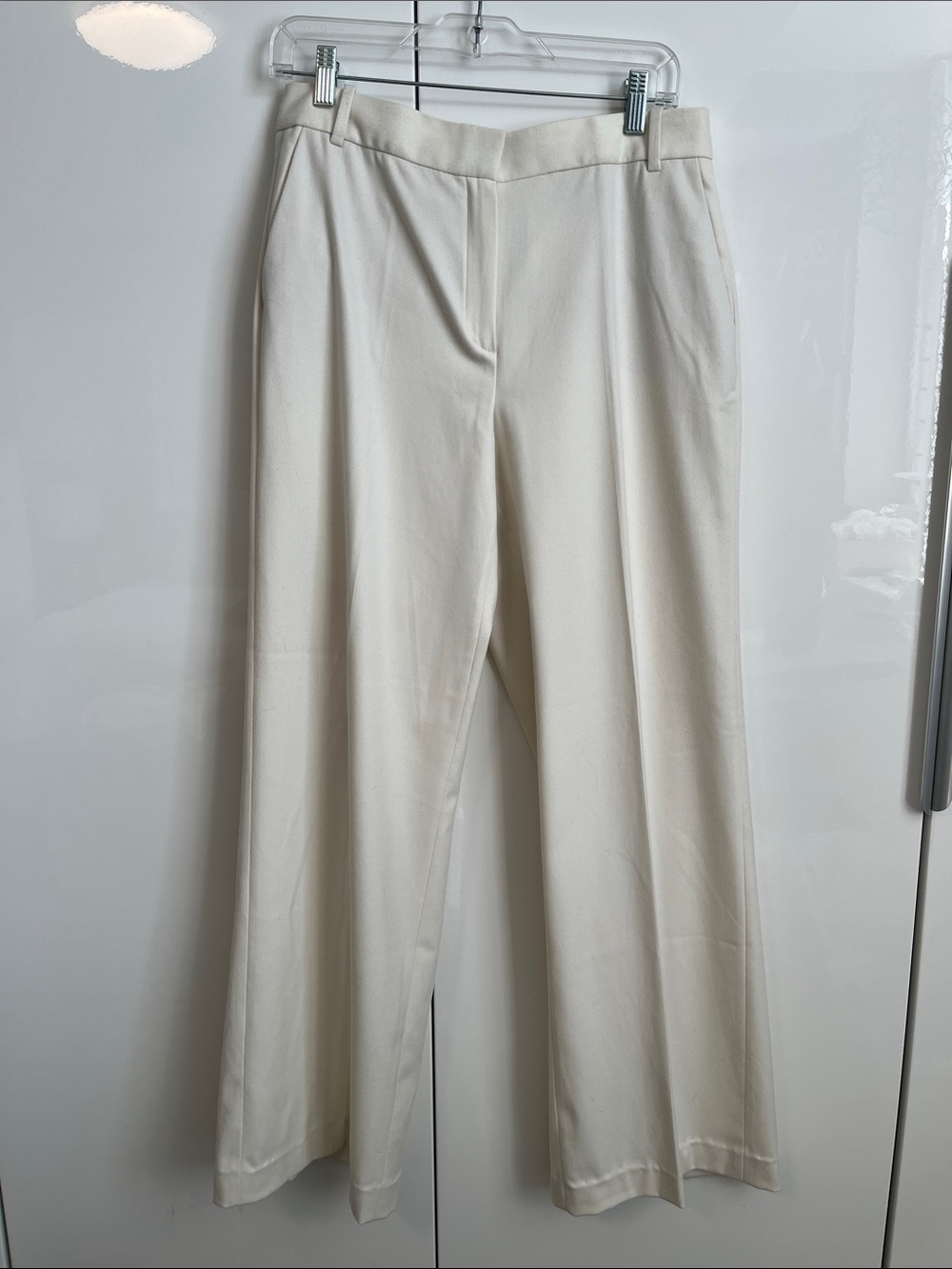 MASSIMO DUTTI NWOT Wool Effect Classic Wide Leg Cream Dress Pants, Size 10
